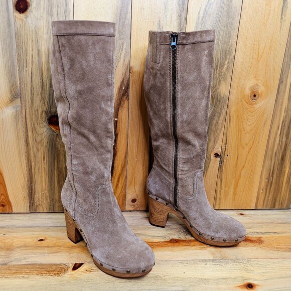 Kork-Ease Tall Suede Dambry Wood Platform Boot - Picture 1 of 9